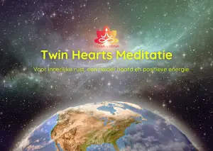 Titel twin hearts meditatie met wereldbol en kosmos