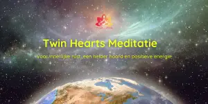 Titel twin hearts meditatie met wereldbol en kosmos