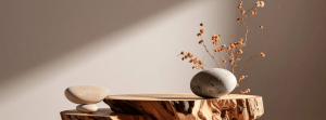 Stenen op een houten plank feng shui